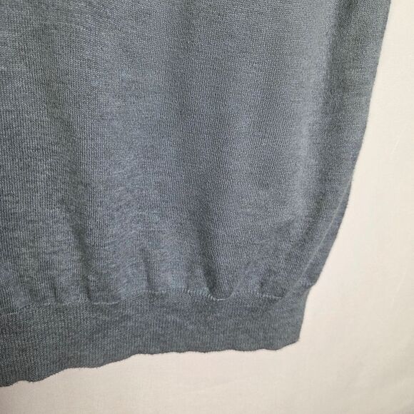 Banana Republic Knit Top Ruffle Button Scoop Neck Gray Pima Cotton Wool Small - Picture 6 of 8